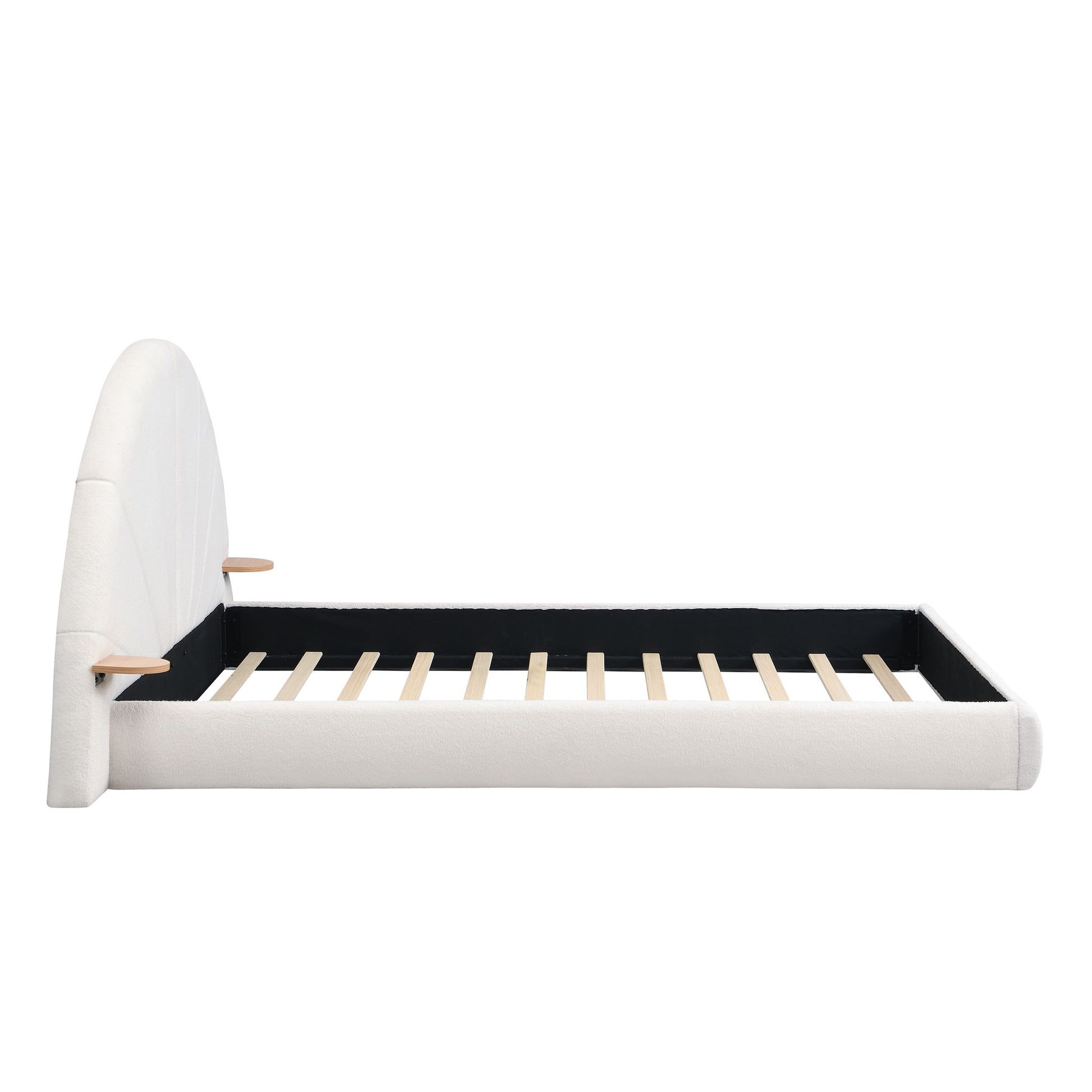 Queen Arched Bed With Small Table, Floor Standing Design - Beige - The Sleep Loft - Online Mattress Showroom NYC