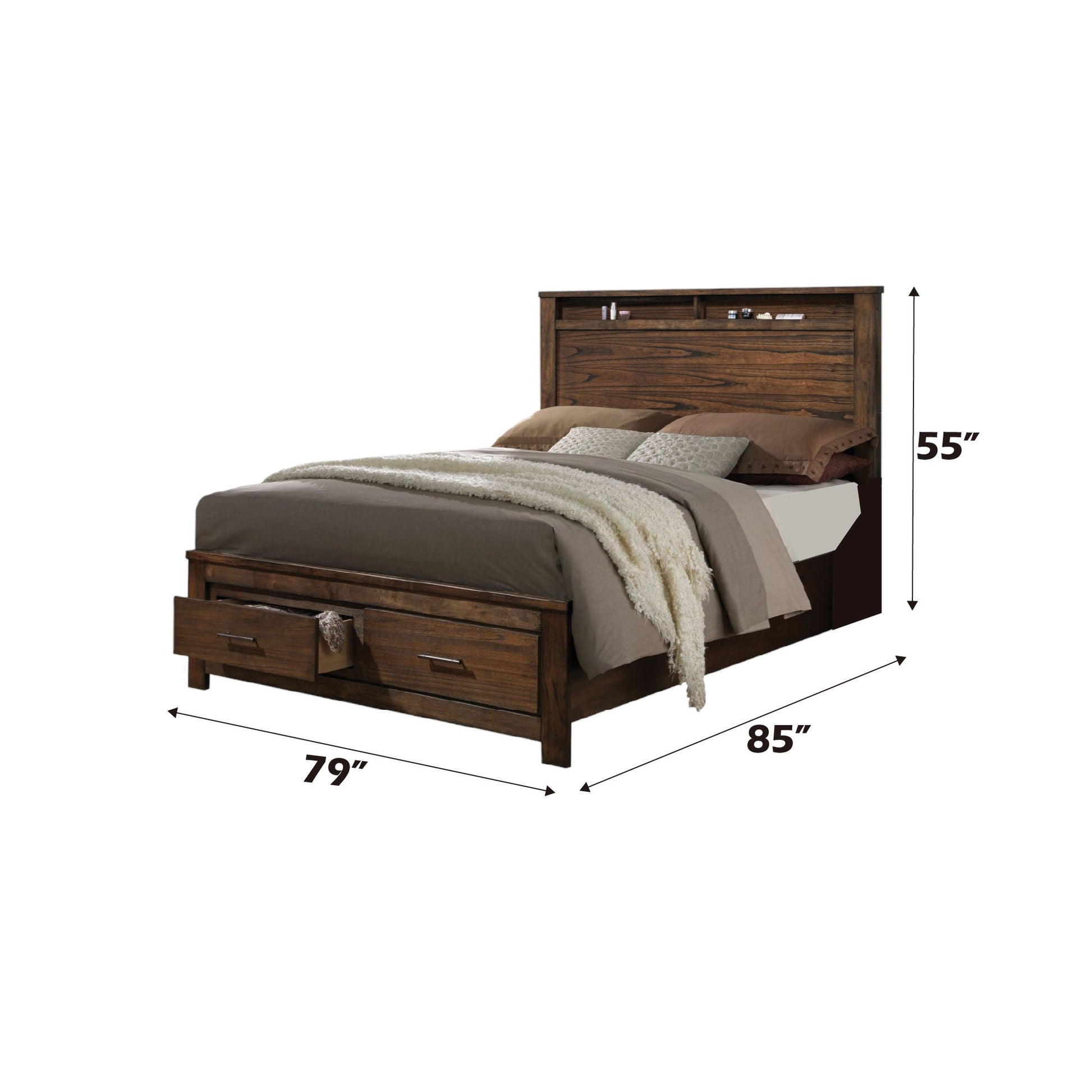 Merrilee - Eastern King Bed With Storage - Oak - The Sleep Loft - Online Mattress Showroom NYC