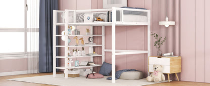 Loft Bed With 4 Tier Shelves And Storage - The Sleep Loft - Online Mattress Showroom NYC