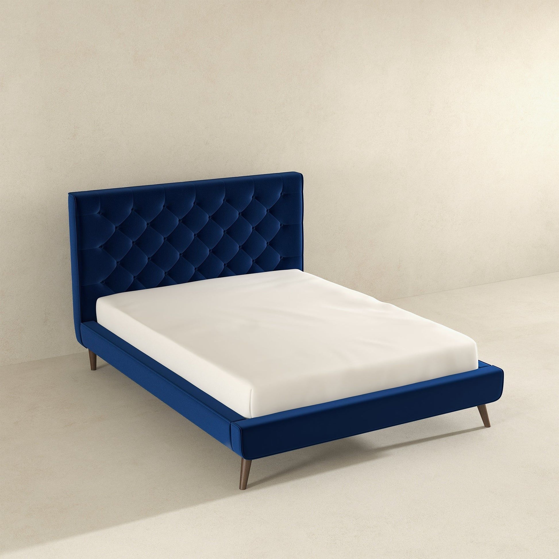 Dillon - Mid-Century Velvet Platform Bed - The Sleep Loft - Online Mattress Showroom NYC