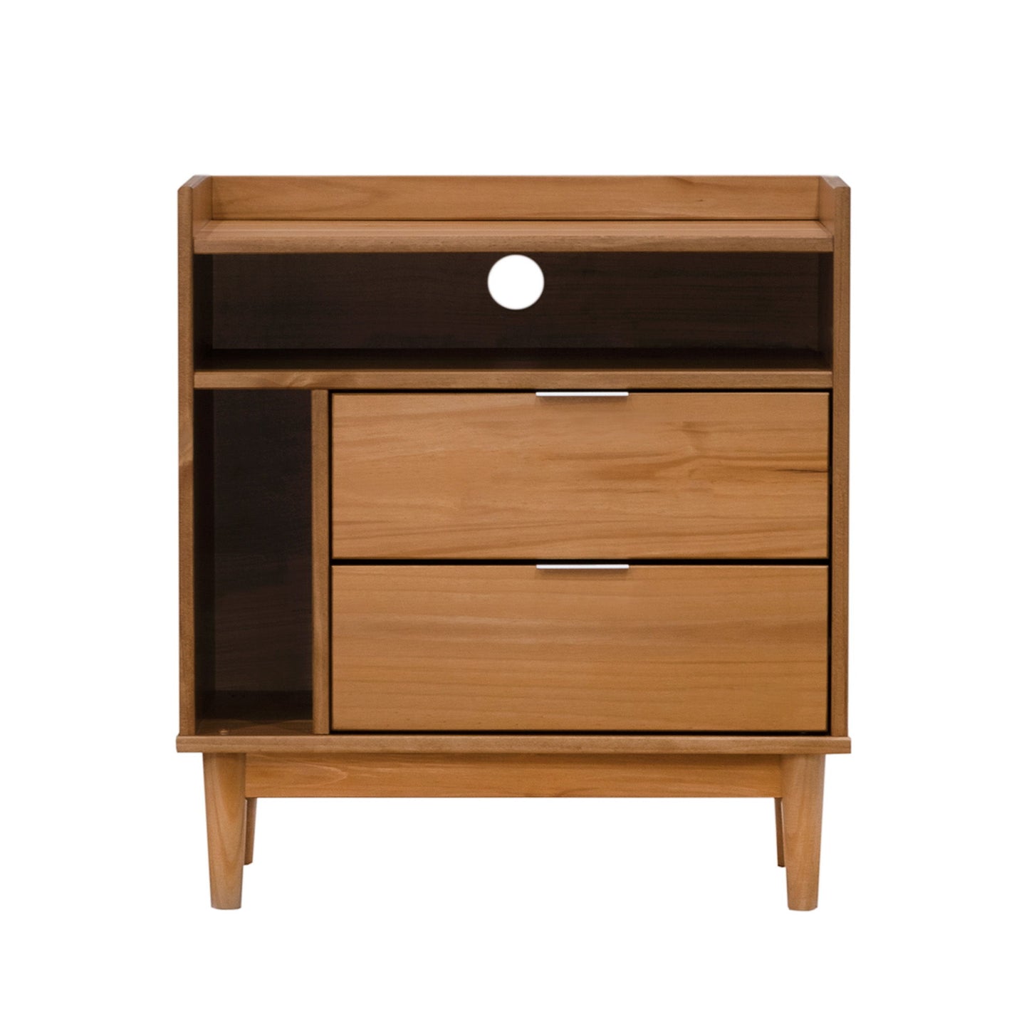 Mid-Century Modern Solid Wood 2 Drawer Gallery Nightstand - The Sleep Loft - Online Mattress Showroom NYC