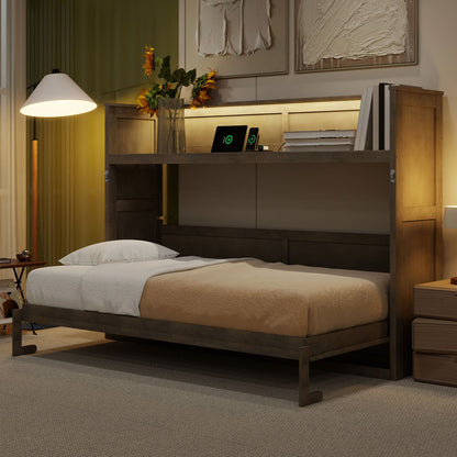 Murphy Bed With Desk, LED Light And USB Charging Station - The Sleep Loft - Online Mattress Showroom NYC