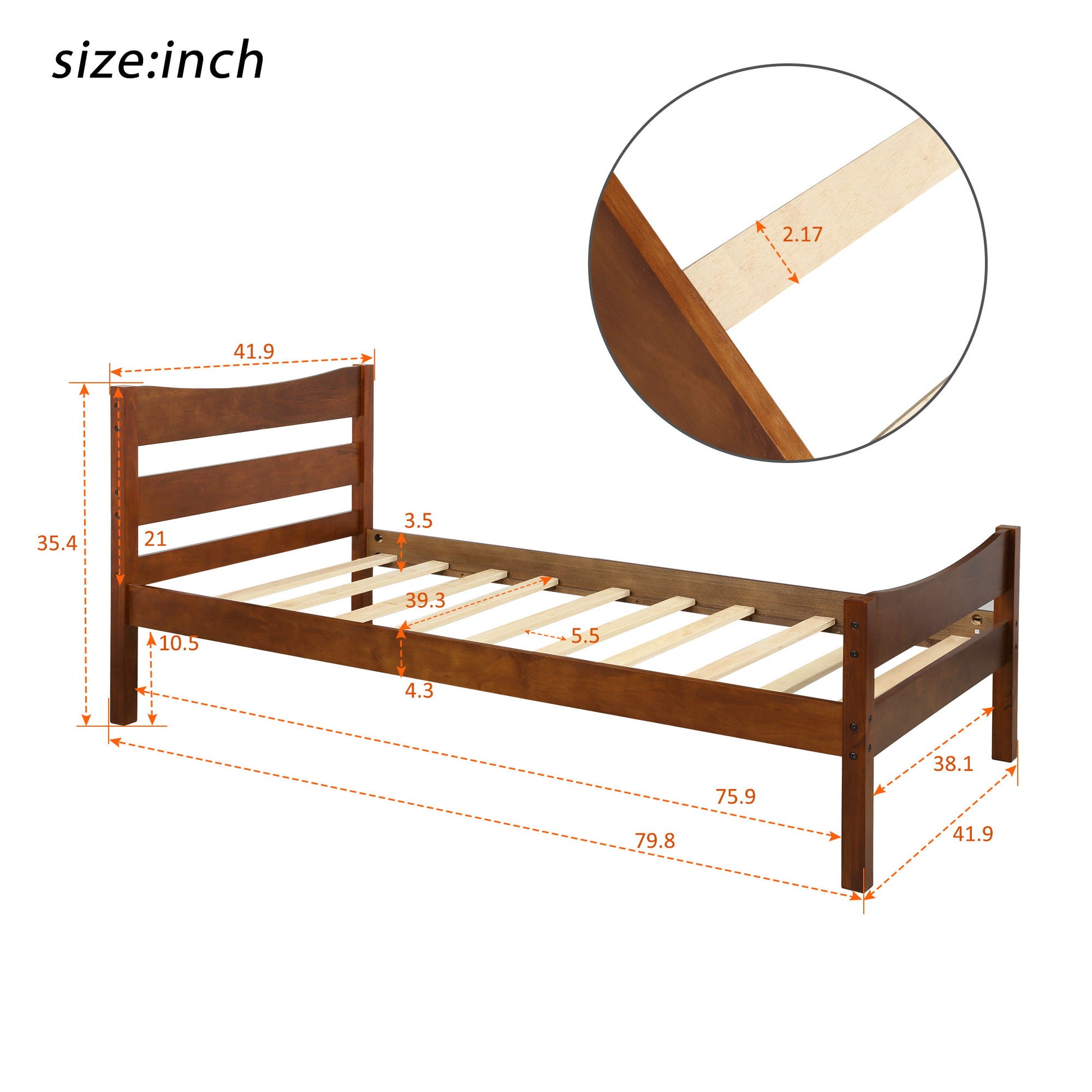 Twin Size Platform Bed With Headboard And Wooden Slat Support - The Sleep Loft - Online Mattress Showroom NYC