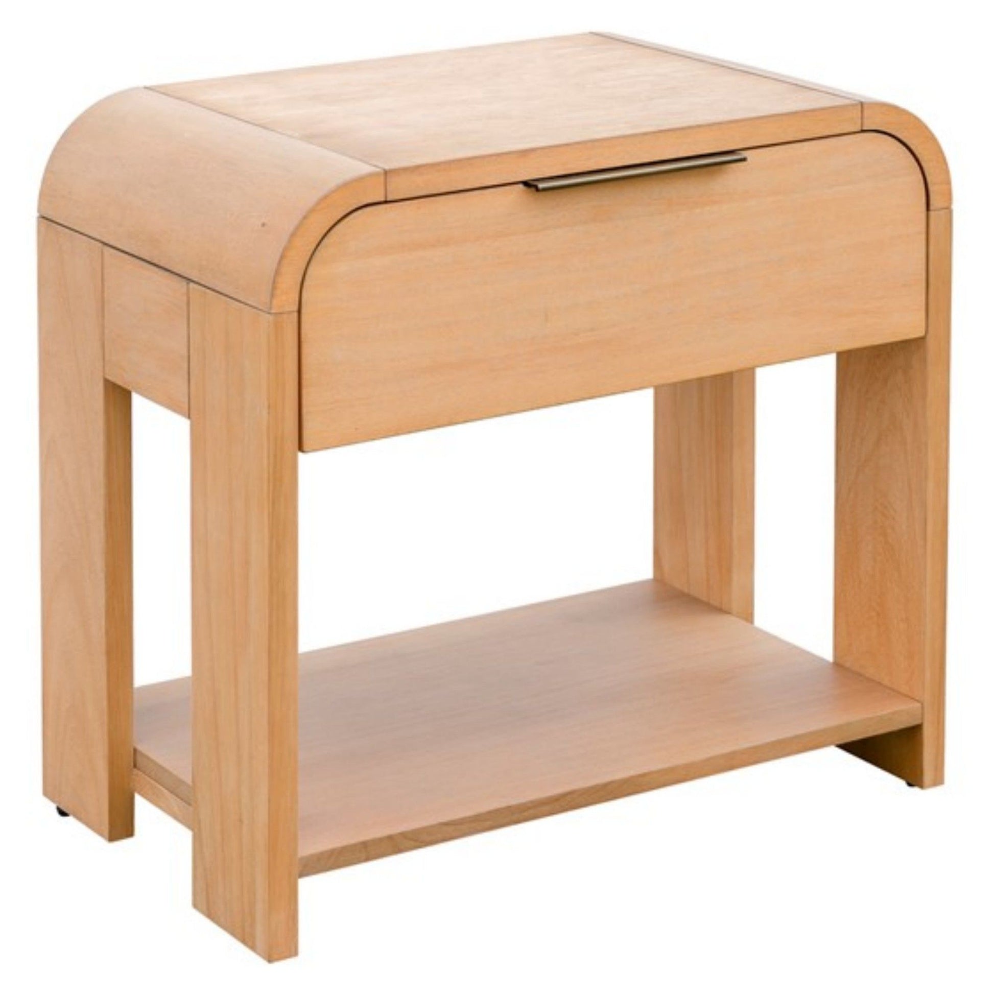 1 Drawer Waterfall Nightstand With Mid Century Design - Natural - The Sleep Loft - Online Mattress Showroom NYC