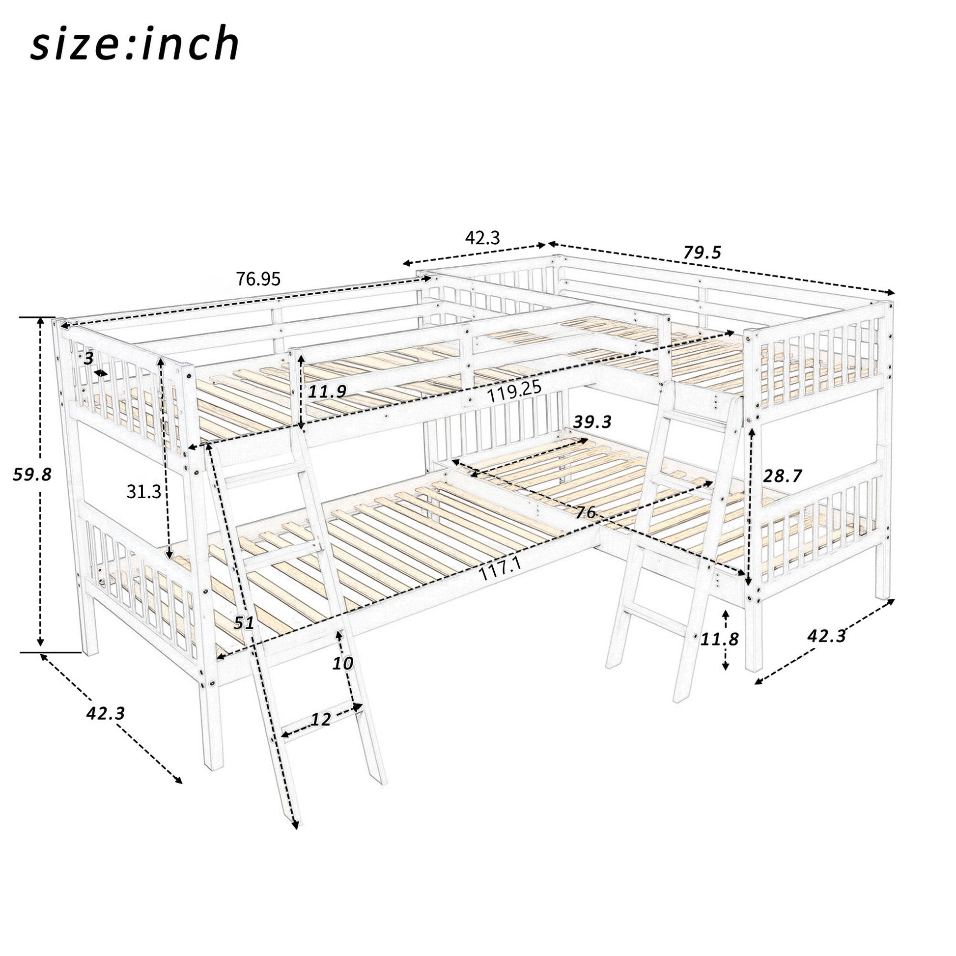 L Shaped Bunk Bed With Ladder - The Sleep Loft - Online Mattress Showroom NYC