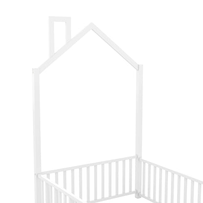 Metal House Platform Bed With Guardrail And Chimney - The Sleep Loft - Online Mattress Showroom NYC