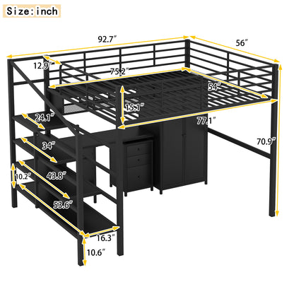Full Size Loft Bed With Desk Set And Wardrobe - Black - The Sleep Loft - Online Mattress Showroom NYC