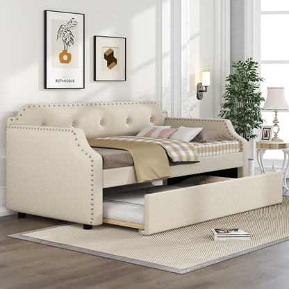 Upholstered Daybed With Trundle - The Sleep Loft - Online Mattress Showroom NYC
