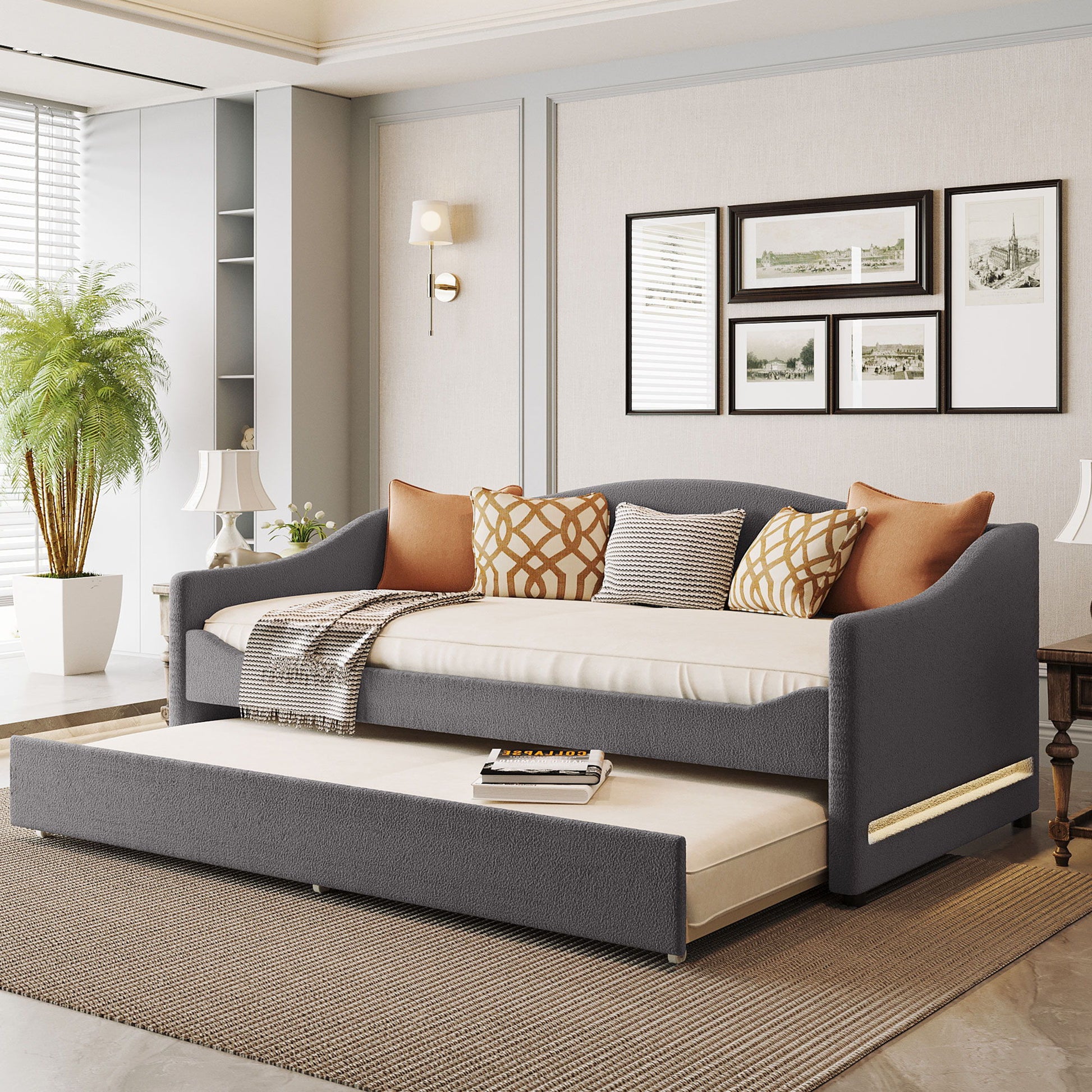 Design Upholstered Daybed With Light And Trundle - The Sleep Loft - Online Mattress Showroom NYC