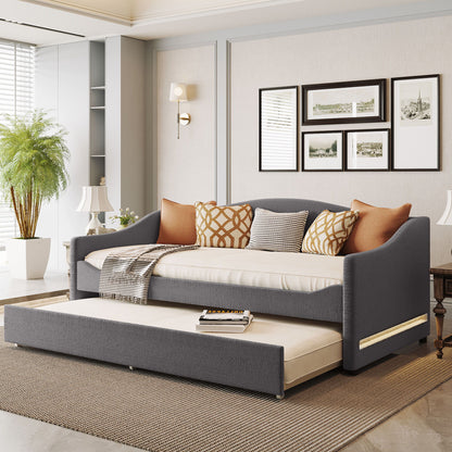 Design Upholstered Daybed With Light And Trundle - The Sleep Loft - Online Mattress Showroom NYC