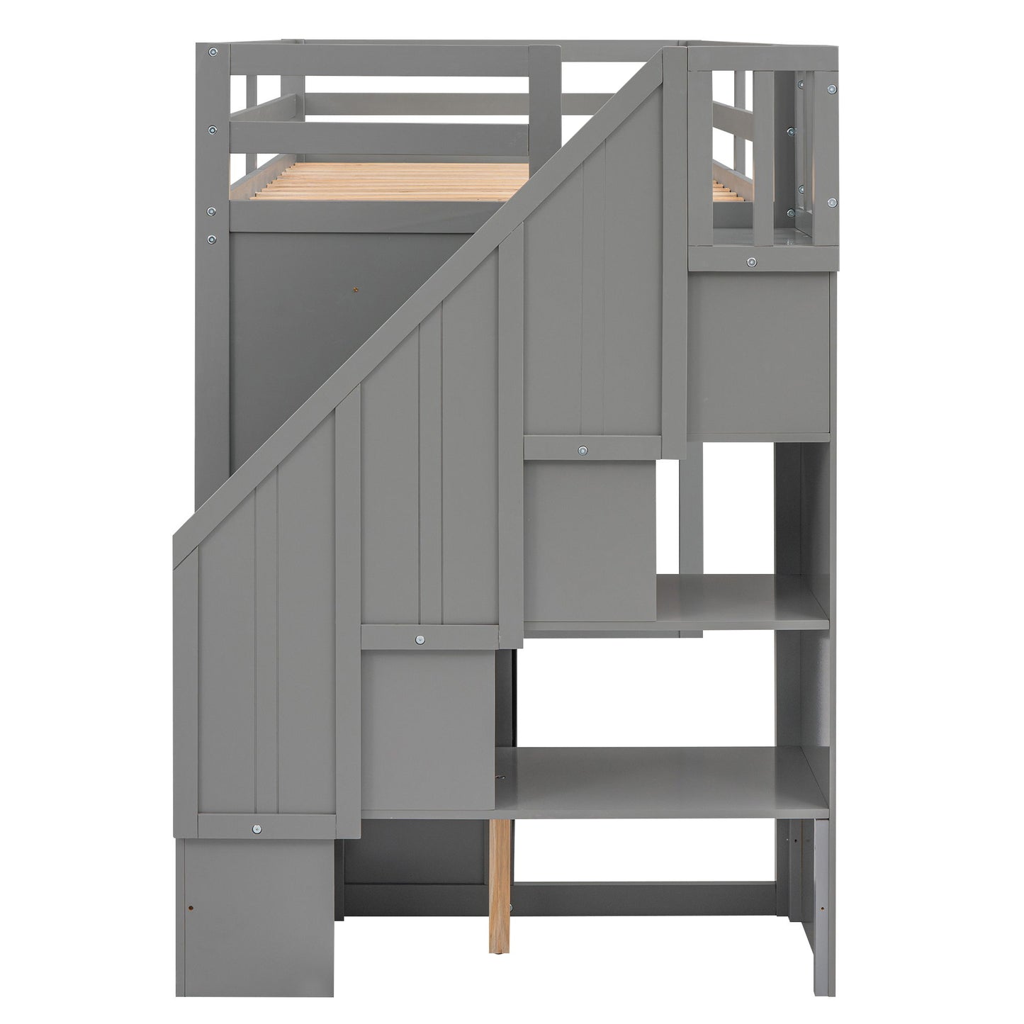 Loft Bed With 3 Shelves, 2 Wardrobes, 2 Drawers, Ladder Storage - The Sleep Loft - Online Mattress Showroom NYC