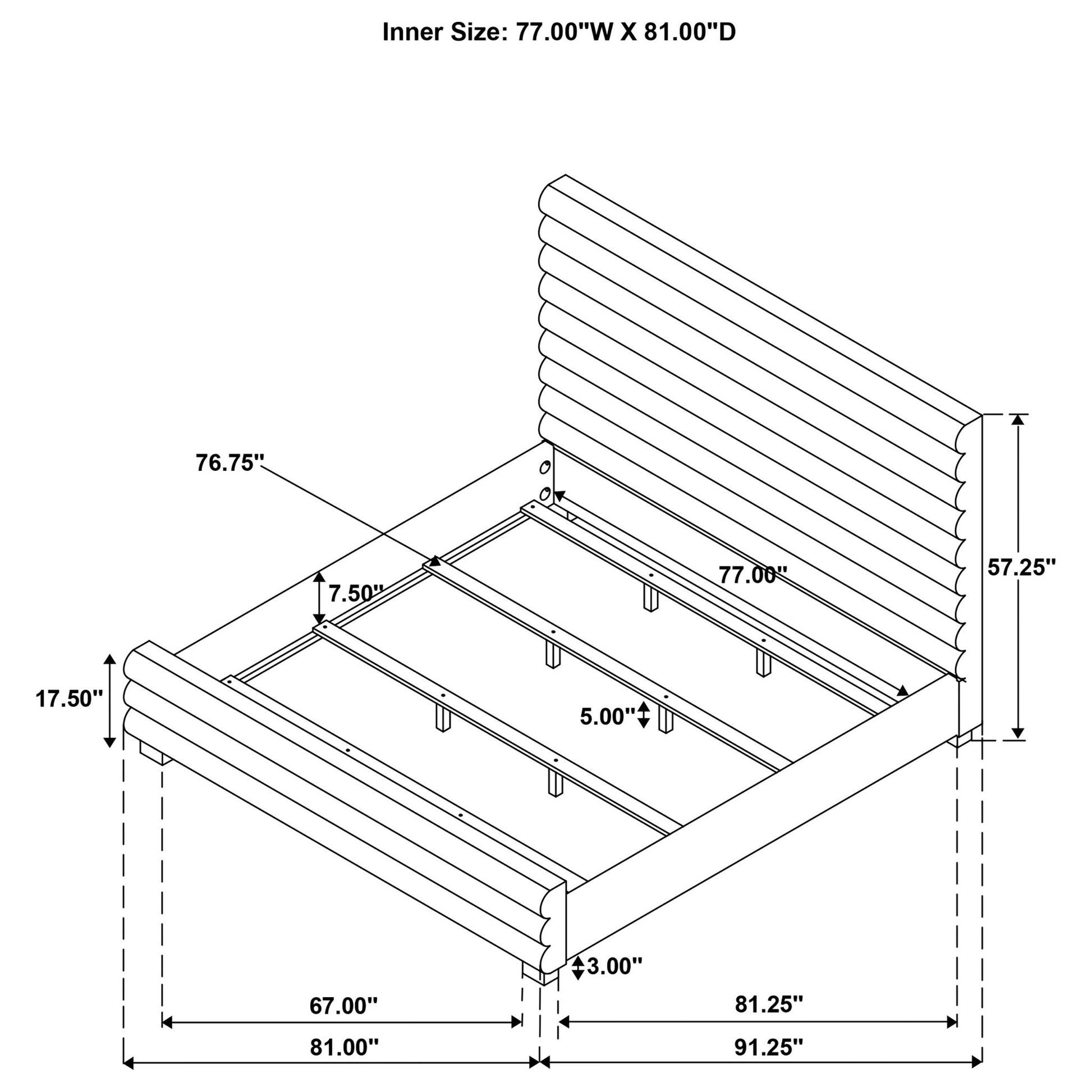 Fandango - Eastern Bed With Rolled Tufting - Gray - The Sleep Loft - Online Mattress Showroom NYC