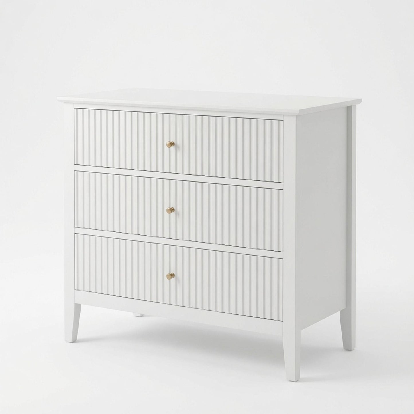 3 Drawer Nightstand, Wide With Soft Close Slides - White