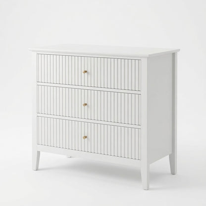 3 Drawer Nightstand, Wide With Soft Close Slides - White