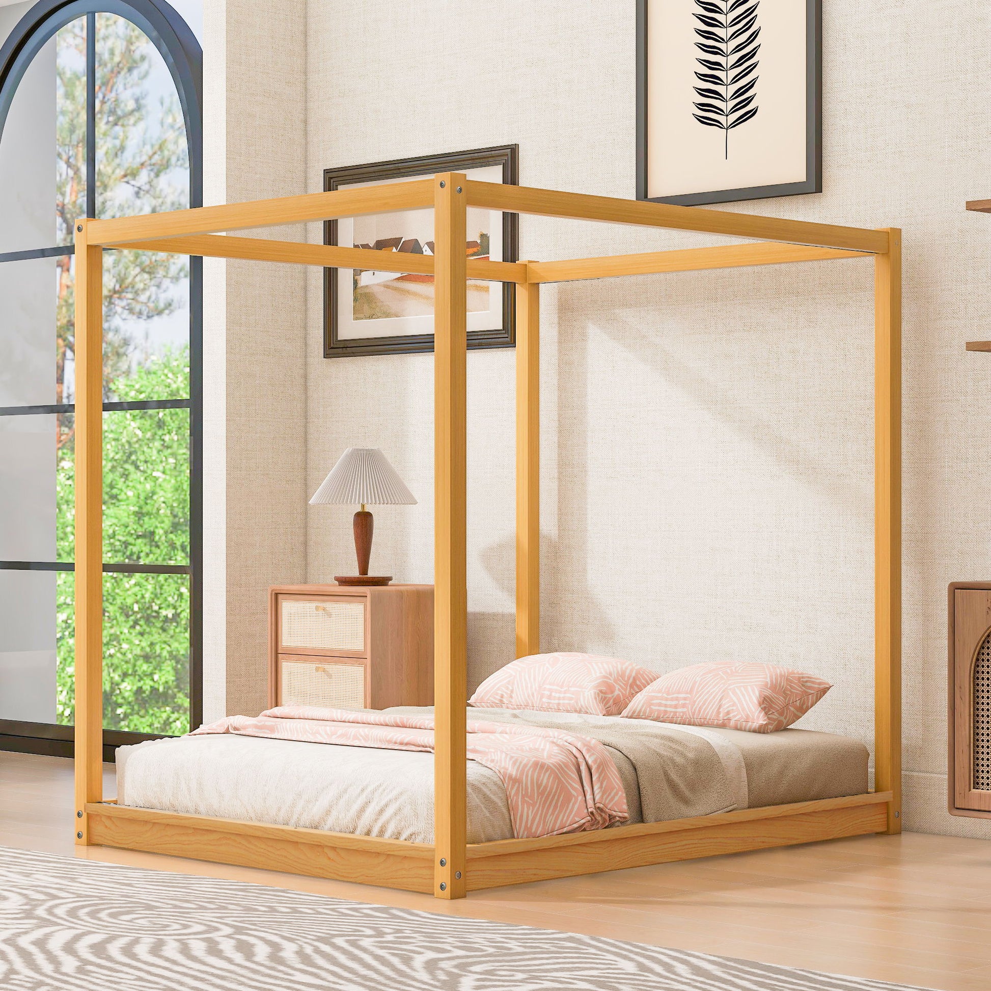 Wood Canopy Platform Bed With Support Legs And Airflow Slats - The Sleep Loft - Online Mattress Showroom NYC