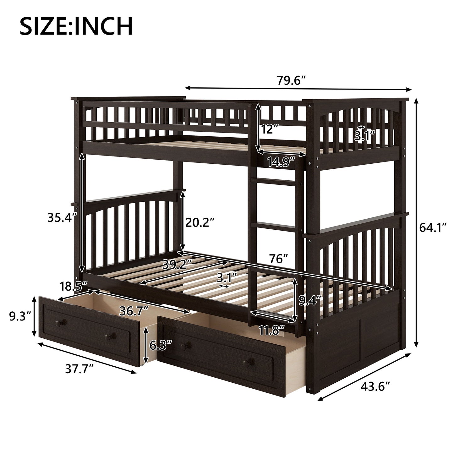 Bunk Bed With Drawers, Convertible Design - The Sleep Loft - Online Mattress Showroom NYC