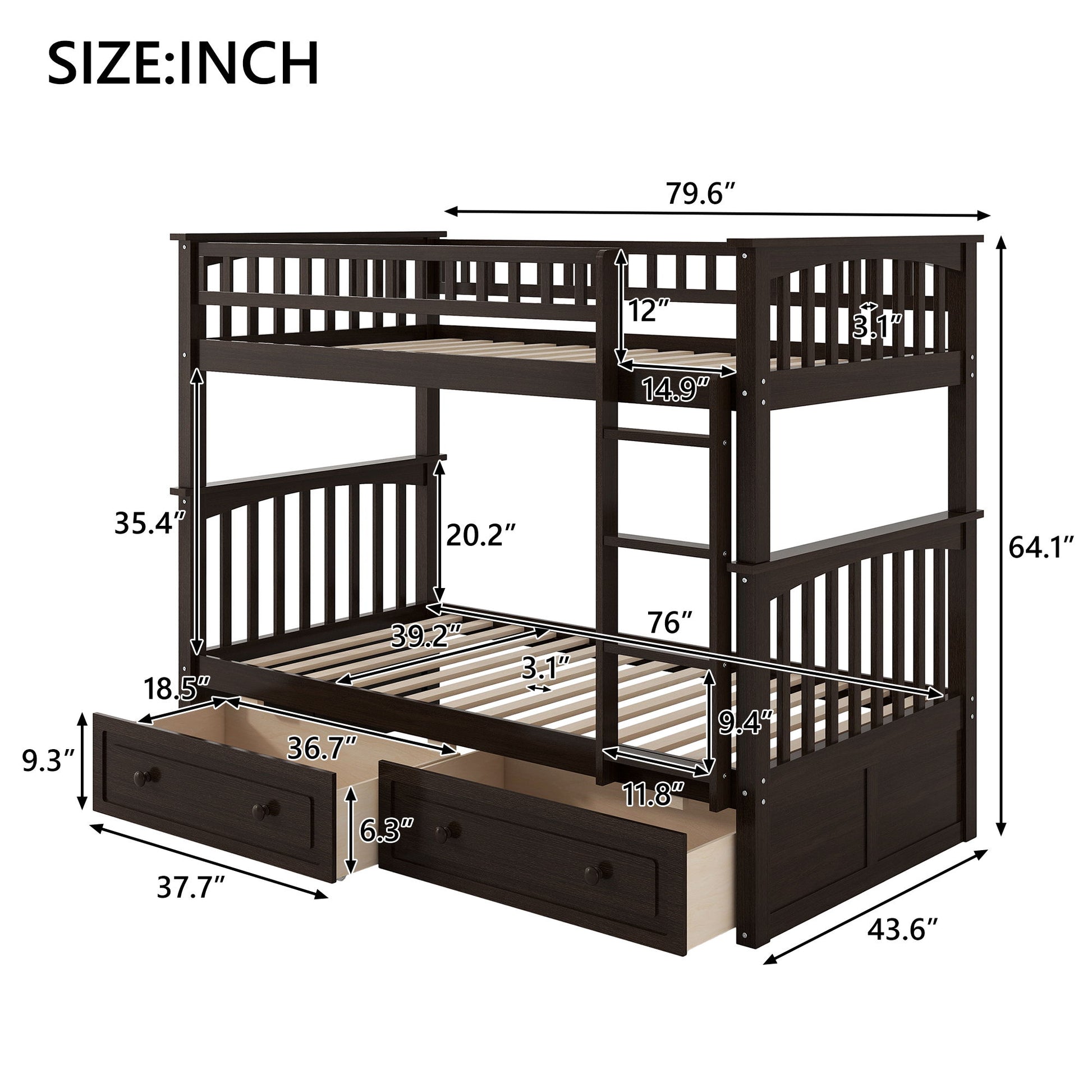 Bunk Bed With Drawers, Convertible Design - The Sleep Loft - Online Mattress Showroom NYC