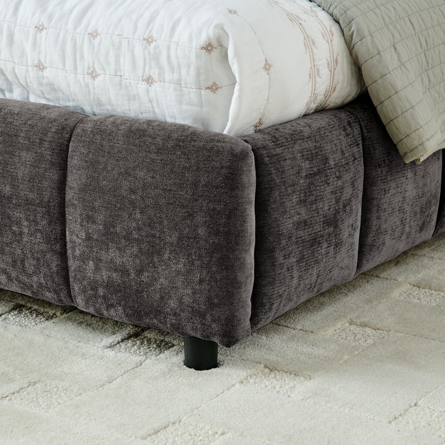 Modern Platform Bed Frame With Thick Fabric - The Sleep Loft - Online Mattress Showroom NYC