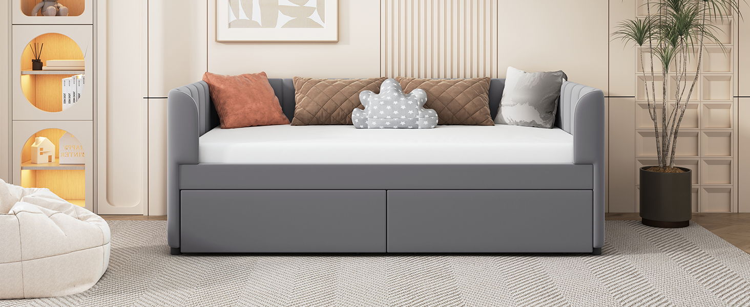 Upholstered Daybed With Ergonomic Design Backrest - The Sleep Loft - Online Mattress Showroom NYC
