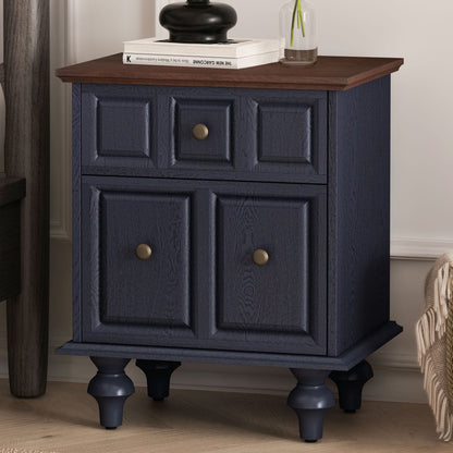 Vintage Nightstand With 2 Drawers And Roman Column Legs - The Sleep Loft - Online Mattress Showroom NYC
