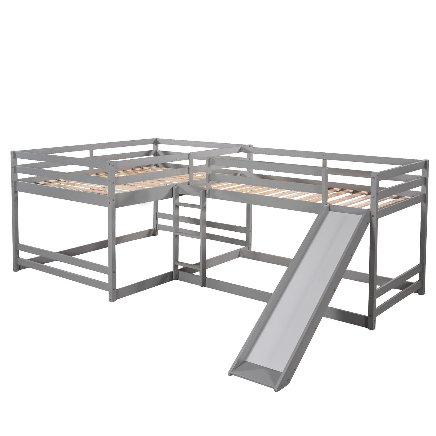 L-Shaped Bunk Bed With Slide And Short Ladder - The Sleep Loft - Online Mattress Showroom NYC