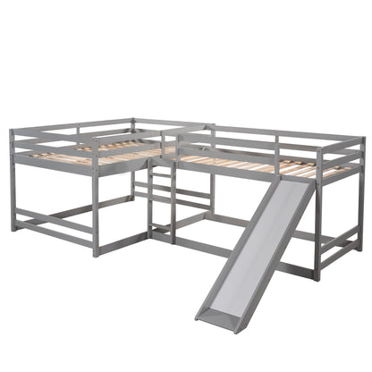 L-Shaped Bunk Bed With Slide And Short Ladder - The Sleep Loft - Online Mattress Showroom NYC