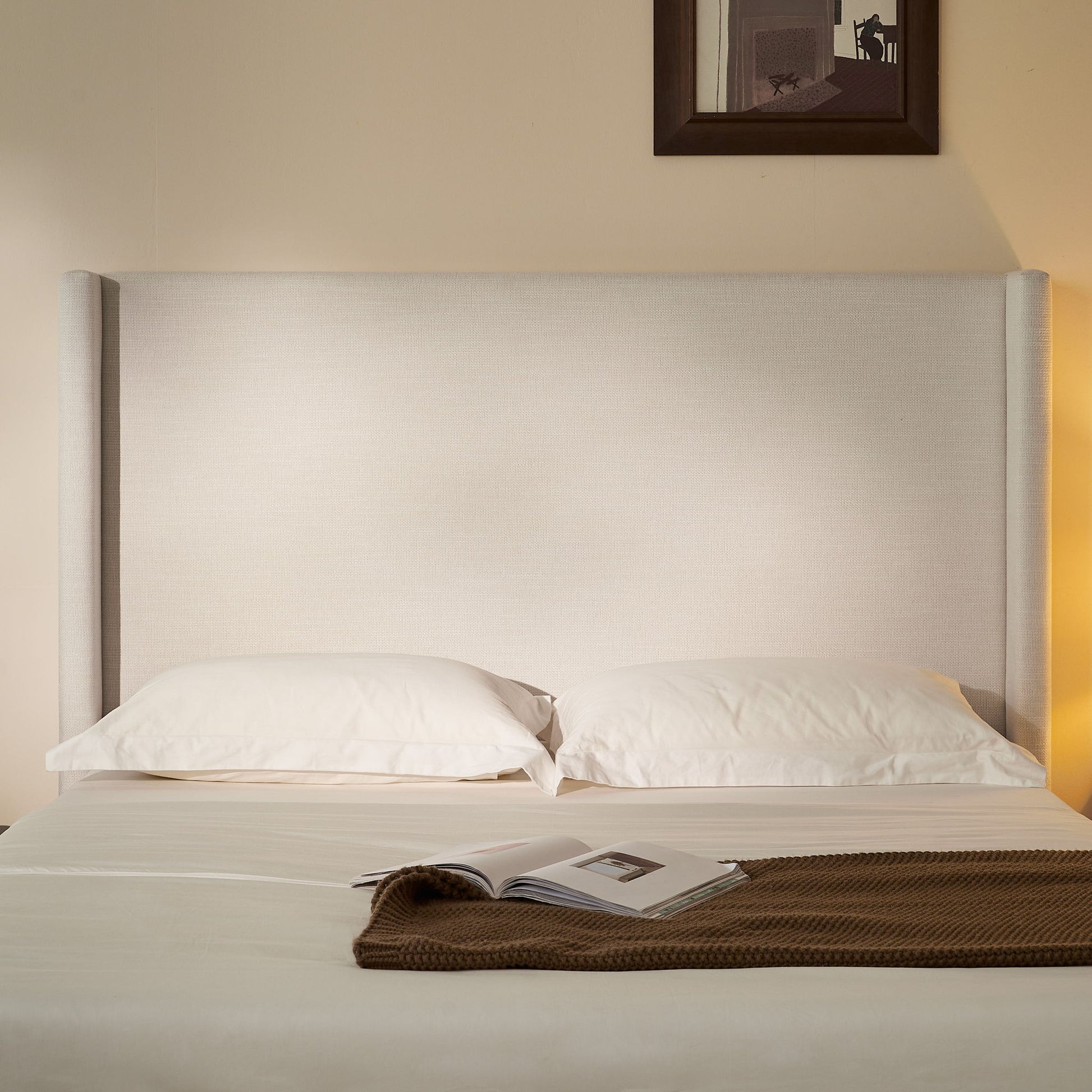 Hosford - Minimalist Canvas Upholstered Wingback Bed - The Sleep Loft - Online Mattress Showroom NYC