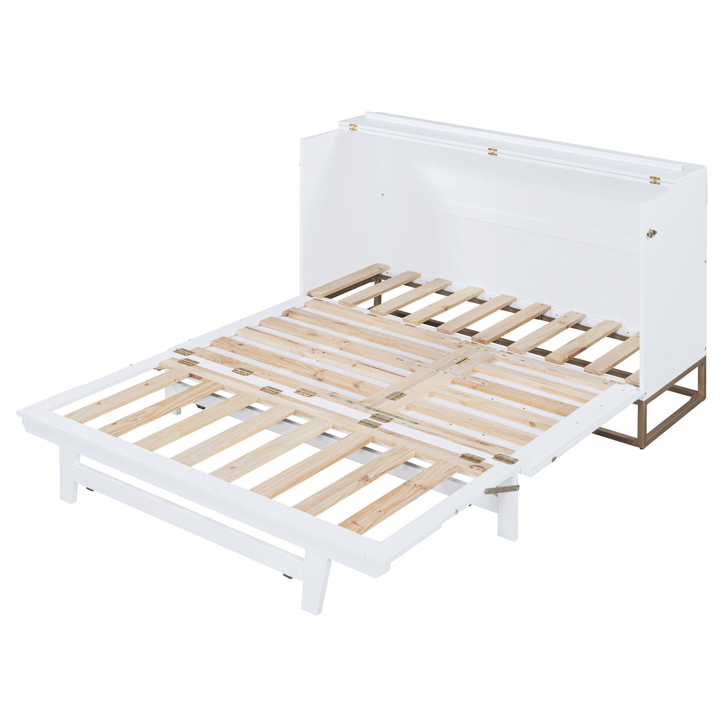 Murphy Bed With Frosted Glass Doors Design, Fake Drawers, Metal Legs - The Sleep Loft - Online Mattress Showroom NYC