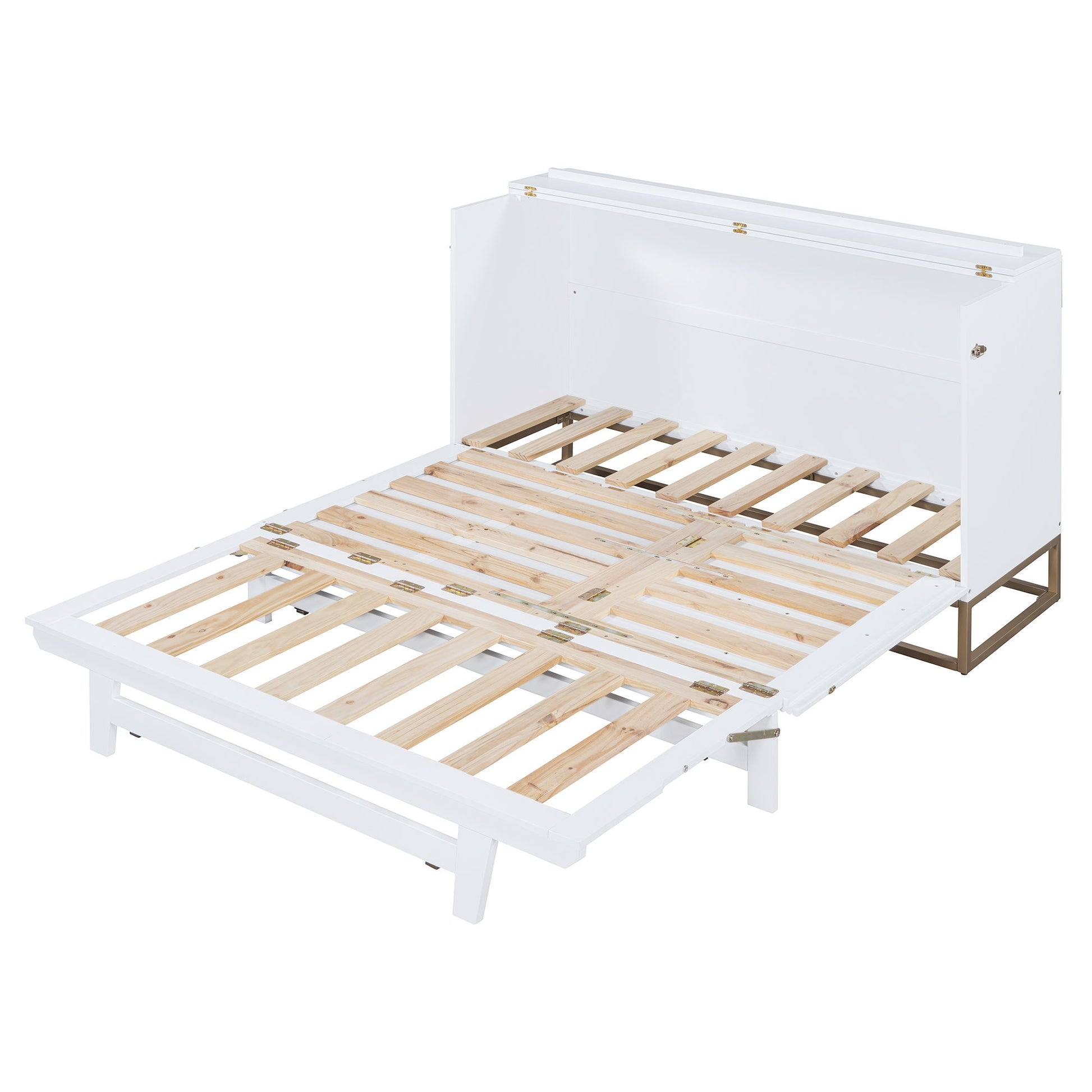 Murphy Bed With Frosted Glass Doors Design, Fake Drawers, Metal Legs - The Sleep Loft - Online Mattress Showroom NYC