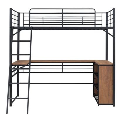 Loft Bed & 3 Layers Of Shelves And L-Shaped Desk - The Sleep Loft - Online Mattress Showroom NYC