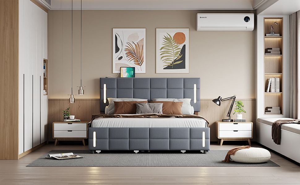 Upholstered Platform Bed With Trundle & Drawers - The Sleep Loft - Online Mattress Showroom NYC