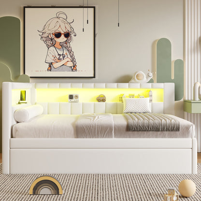 Upholstered Platform Bed With USB Ports And LED Belt - The Sleep Loft - Online Mattress Showroom NYC