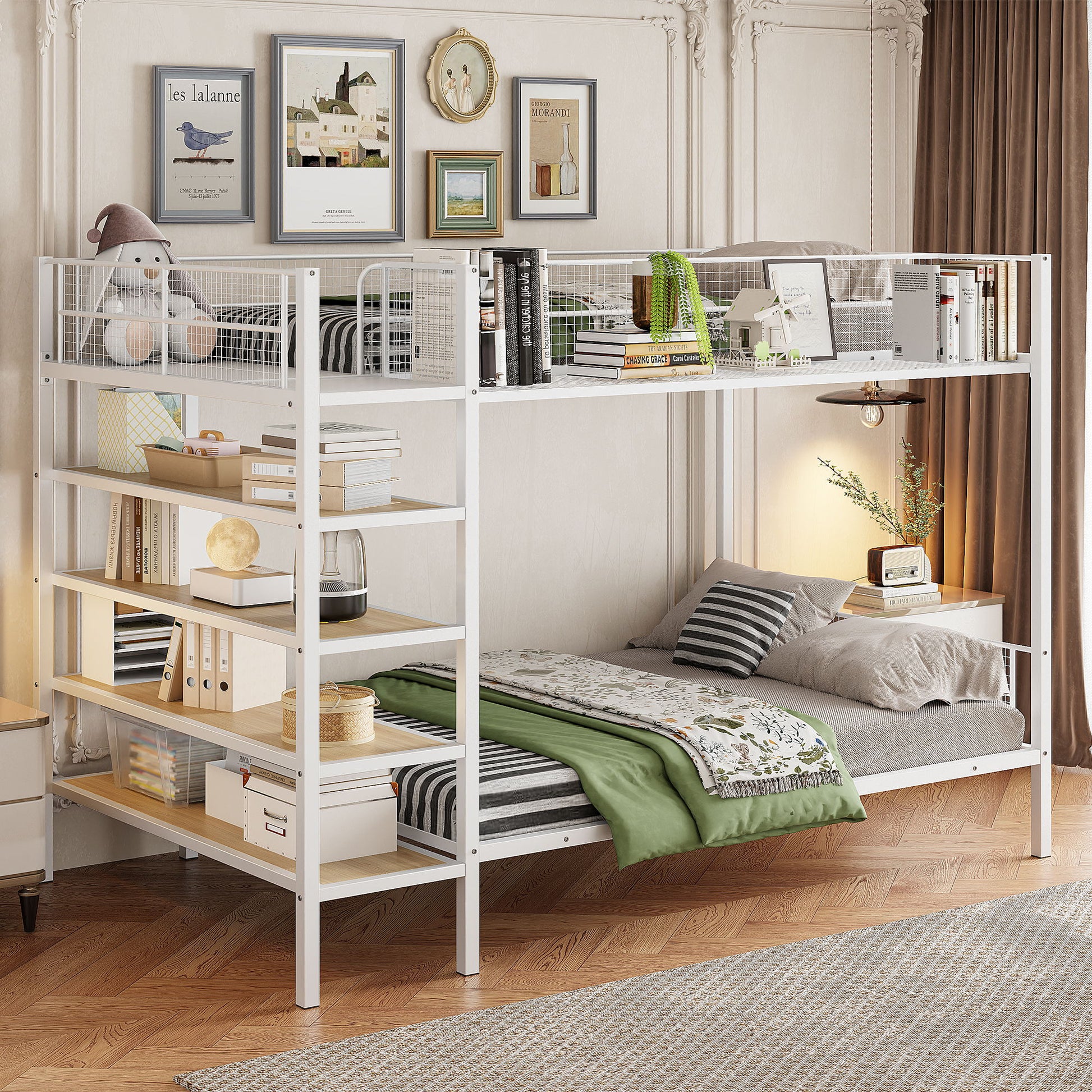 Bunk Bed With 5 Tier Shelves - The Sleep Loft - Online Mattress Showroom NYC