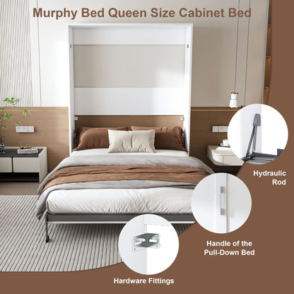 Queen Murphy Bed, Foldable Wall Bed, Space Saving Design For Bedrooms - White - The Sleep Loft - Online Mattress Showroom NYC