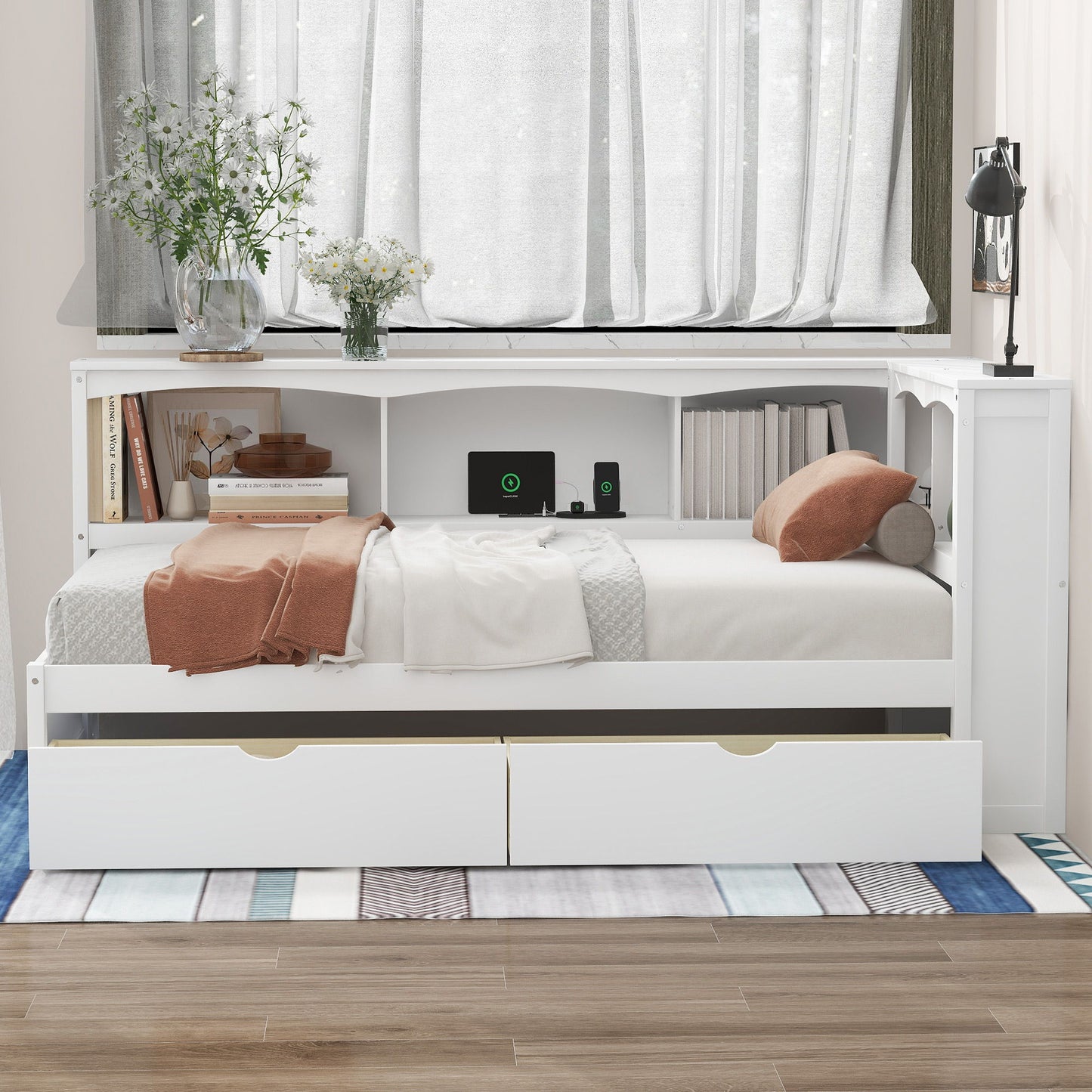 Daybed With 2 Storage Drawers, Storage Cabinets, USB Ports - The Sleep Loft - Online Mattress Showroom NYC