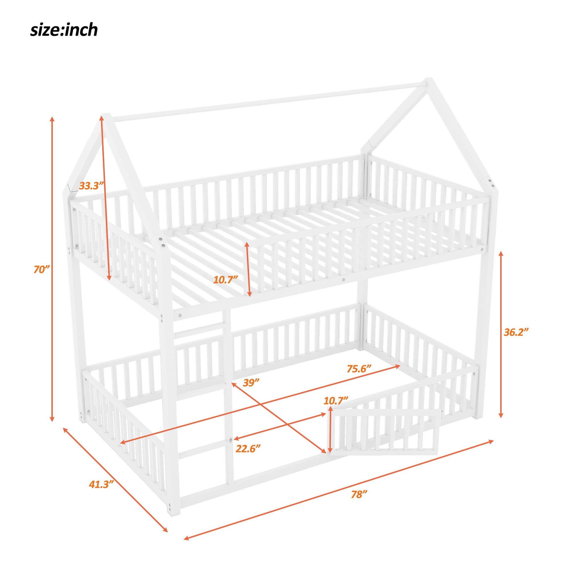 Metal House Bunk Bed With Fence And Door - The Sleep Loft - Online Mattress Showroom NYC