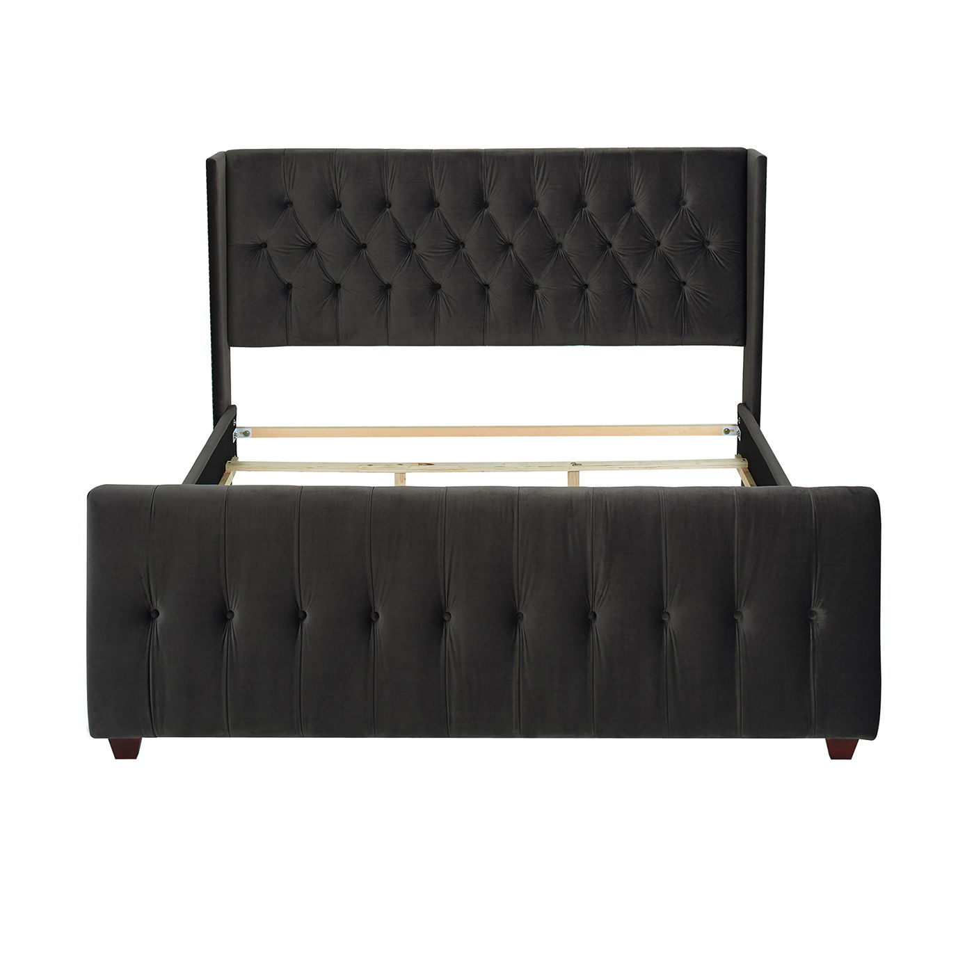 David - King Tufted Wingback Bed - Dark Charcoal Gray - The Sleep Loft - Online Mattress Showroom NYC