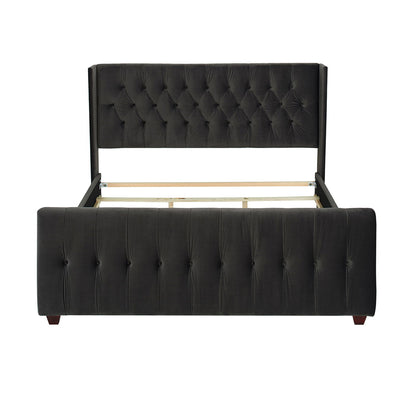 David - King Tufted Wingback Bed - Dark Charcoal Gray - The Sleep Loft - Online Mattress Showroom NYC