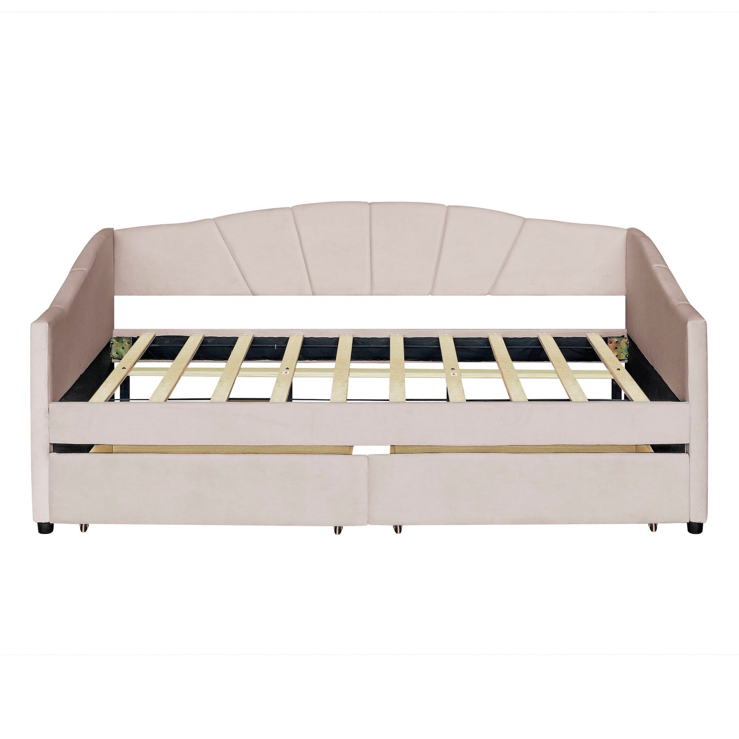 Upholstered Daybed With Two Drawers And Wood Slat - The Sleep Loft - Online Mattress Showroom NYC