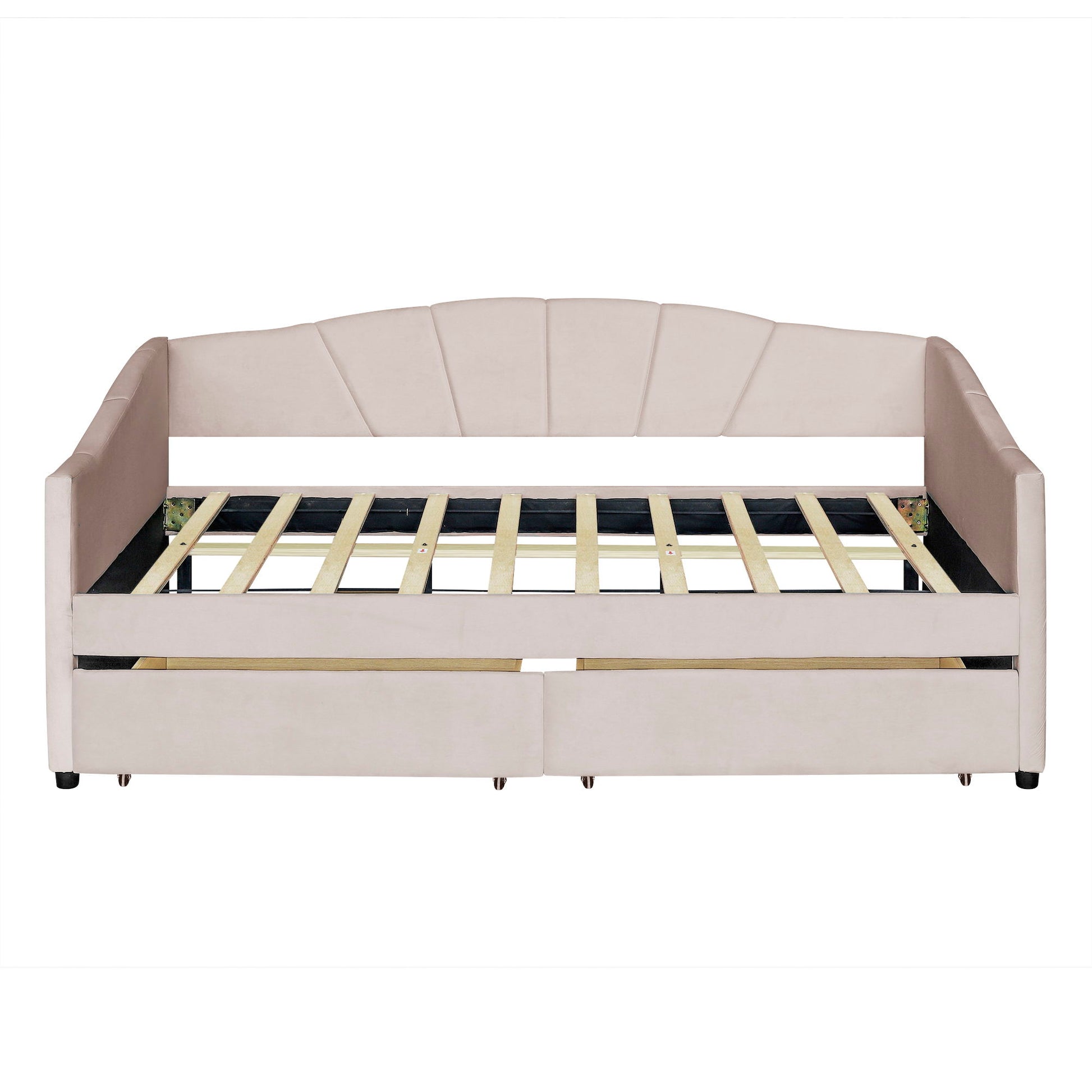 Upholstered Daybed With Two Drawers And Wood Slat - The Sleep Loft - Online Mattress Showroom NYC