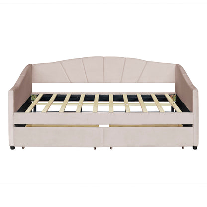 Upholstered Daybed With Two Drawers And Wood Slat - The Sleep Loft - Online Mattress Showroom NYC