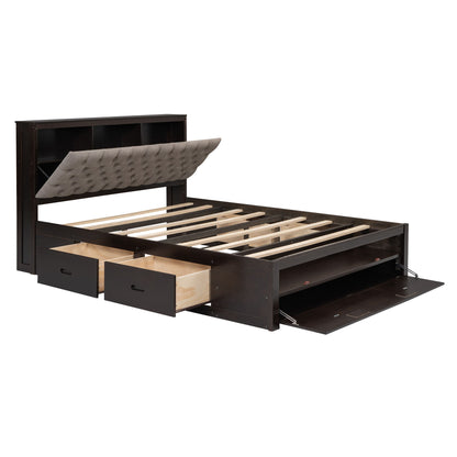 Platform Bed With Storage Headboard, Shoe Rack And 4 Drawers - The Sleep Loft - Online Mattress Showroom NYC