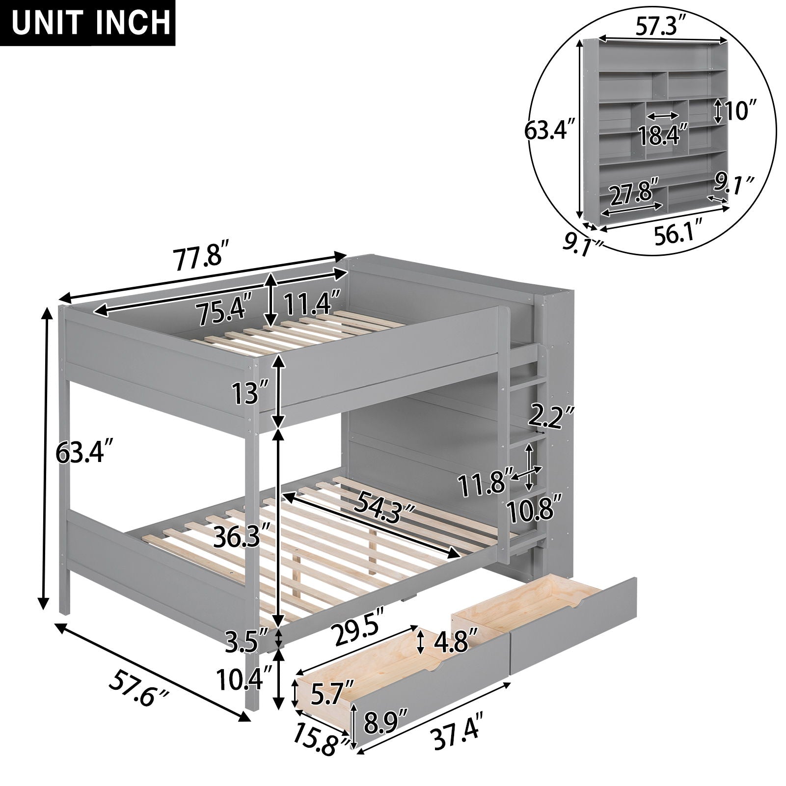Bunk Bed With 2 Drawers And Multi Layer Cabinet - The Sleep Loft - Online Mattress Showroom NYC