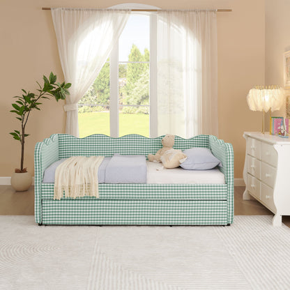 Gingham Daybed With USB Charging Port, Wave Shaped Design - The Sleep Loft - Online Mattress Showroom NYC