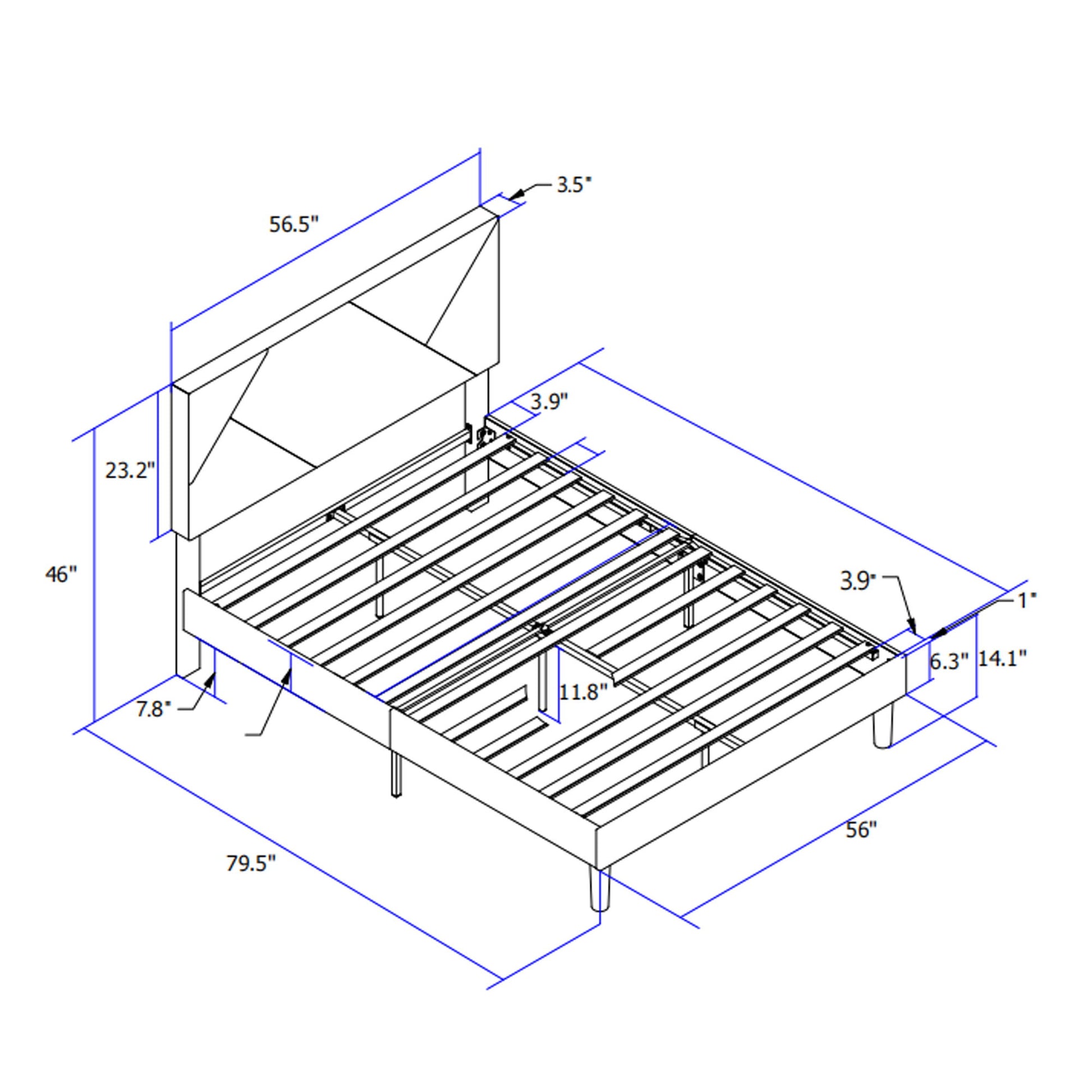 Full Size Upholstered Platform Bed Frame With Headboard, Strong Wood Slat Support, Mattress Foundation, No Box Spring Needed - Gray - The Sleep Loft - Online Mattress Showroom NYC