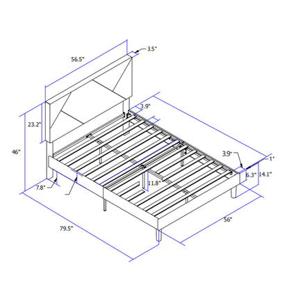 Full Size Upholstered Platform Bed Frame With Headboard, Strong Wood Slat Support, Mattress Foundation, No Box Spring Needed - Gray - The Sleep Loft - Online Mattress Showroom NYC