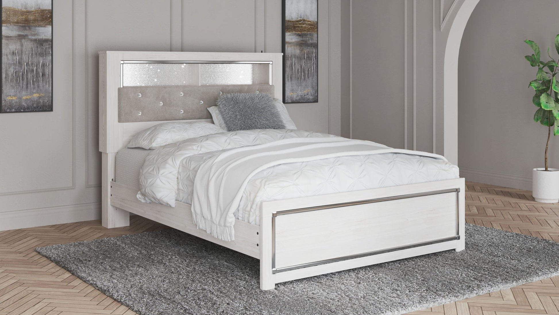 Altyra - Queen Panel Bookcase Bed With Roll Slats - White - The Sleep Loft - Online Mattress Showroom NYC