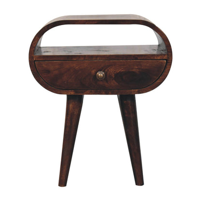 Circular Bedside Table With Open Slot - Walnut - The Sleep Loft - Online Mattress Showroom NYC