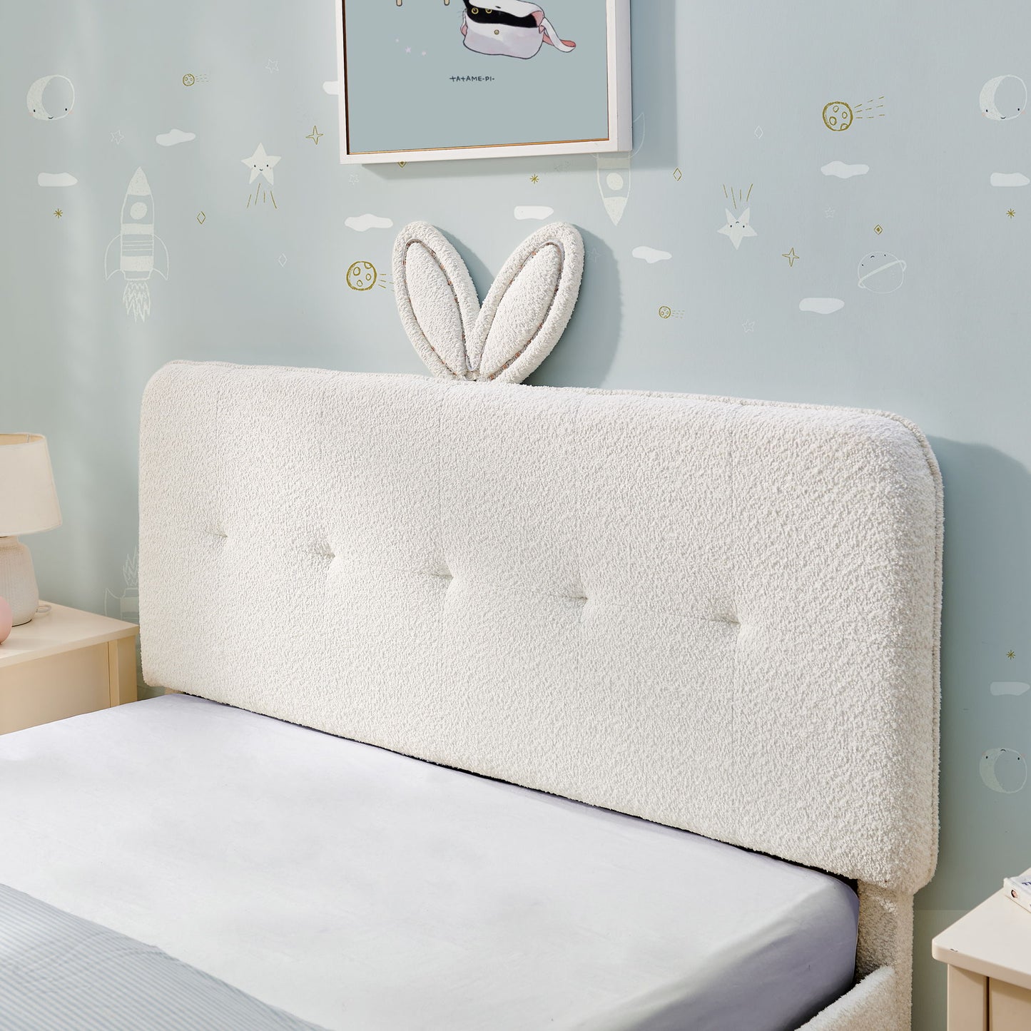 Upholstered Bed With Oversized Rabbit Ear Headboard, LED Lights & 4 Storage Drawers - The Sleep Loft - Online Mattress Showroom NYC
