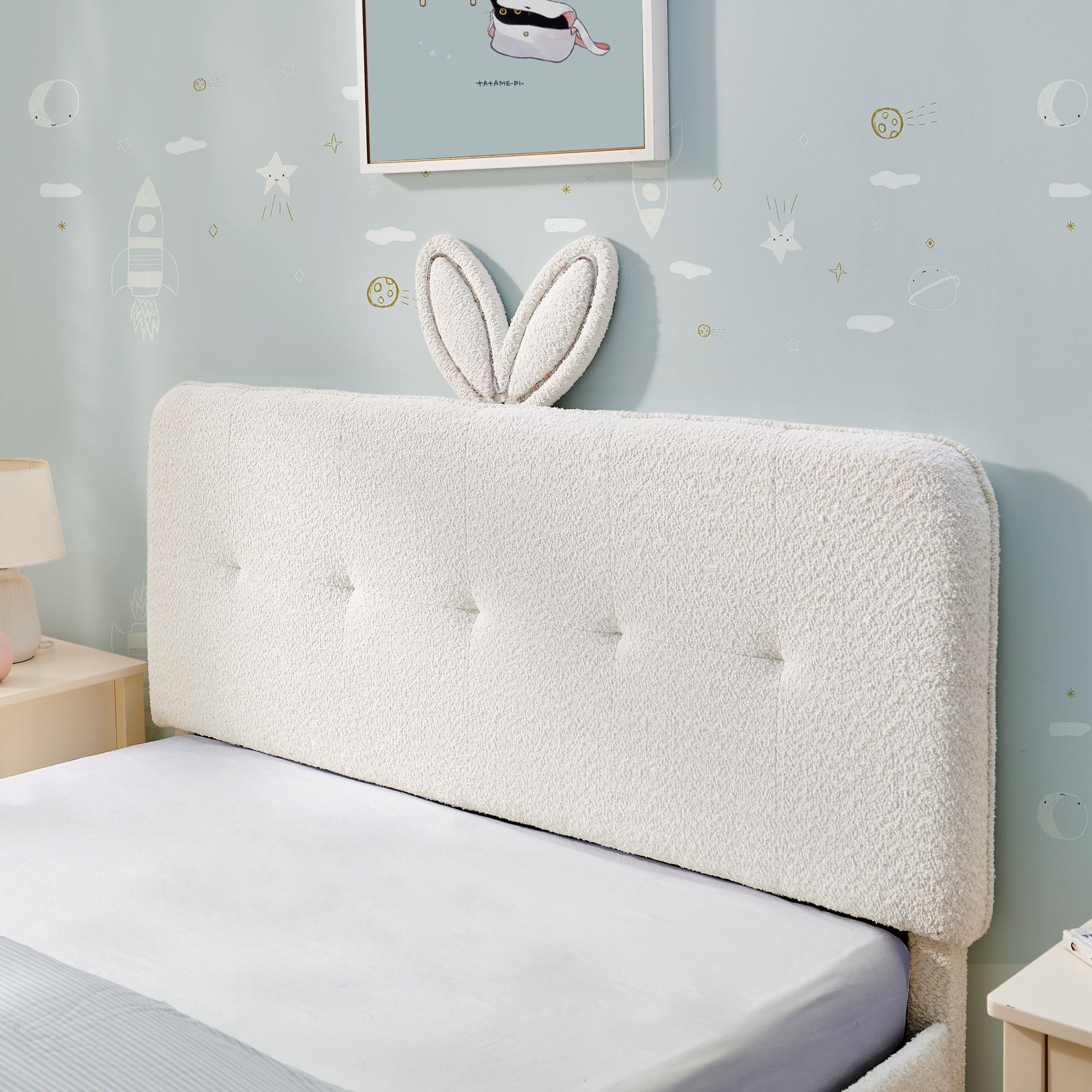 Upholstered Bed With Oversized Rabbit Ear Headboard, LED Lights & 4 Storage Drawers - The Sleep Loft - Online Mattress Showroom NYC